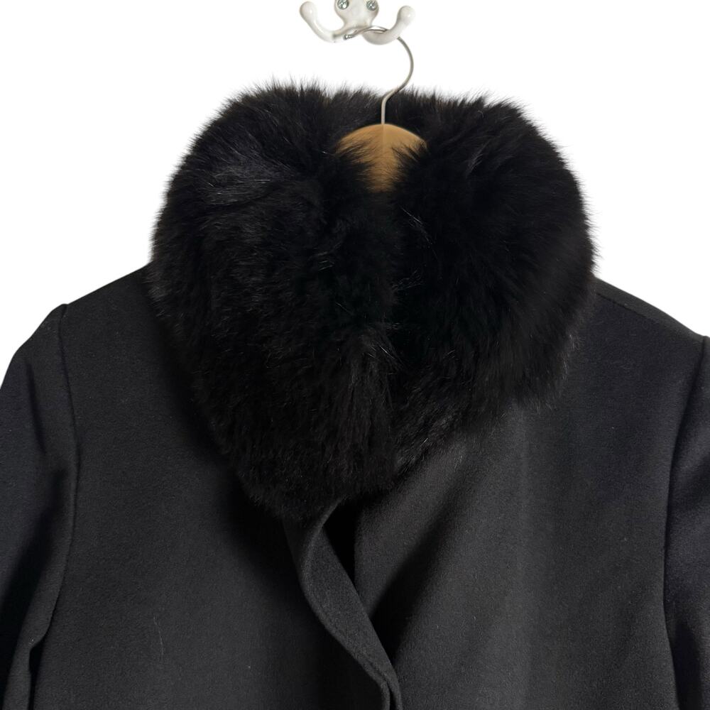 Fleurette Loro Piana Italian Wool Black Fox Fur Trim Collar Coat Size 10 - Picture 6 of 16